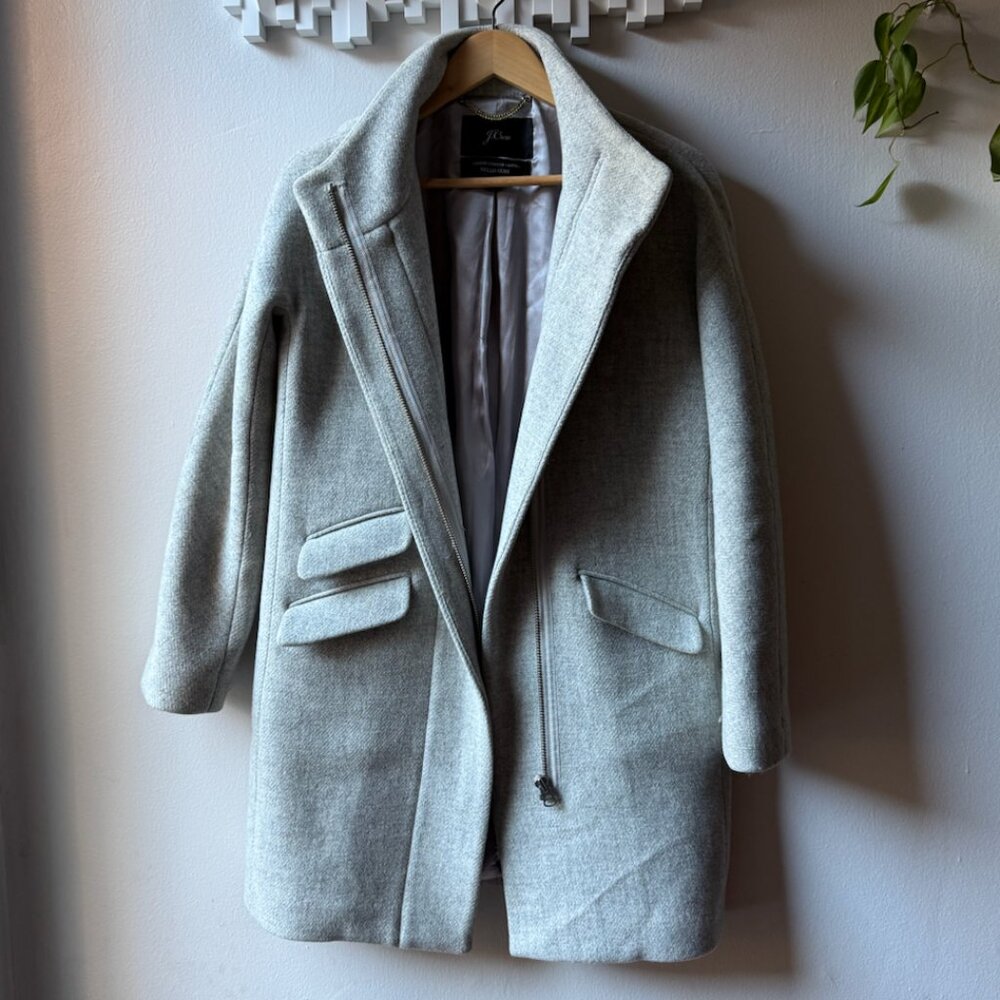 J Crew Wool Blend Coat in Light Grey (Size: 0)